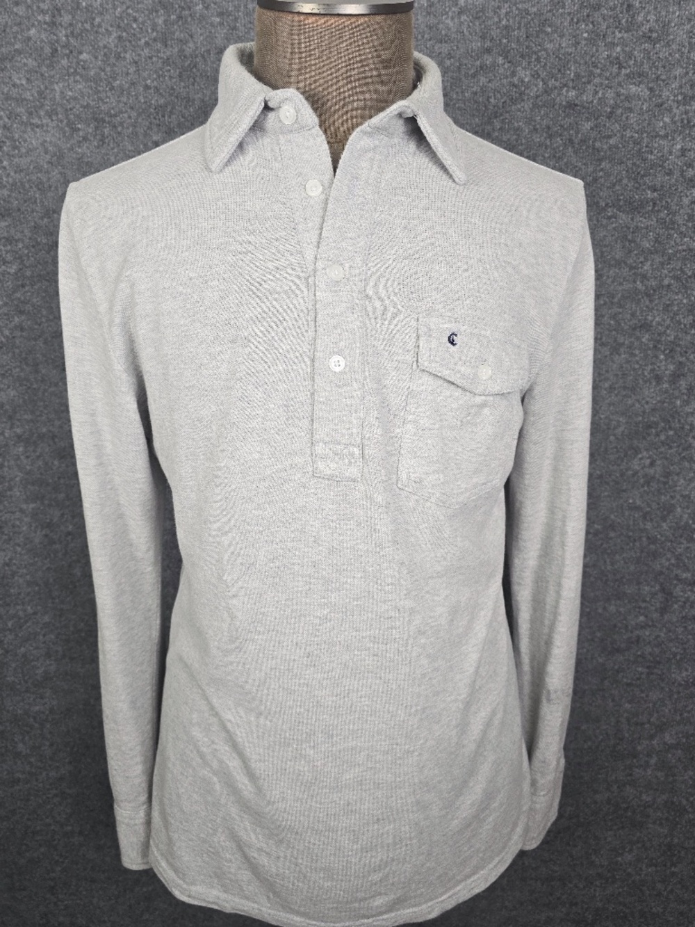 Criquet Long Sleeve Players Polo Shirt Heather Gray Size XL Cotton Excellen